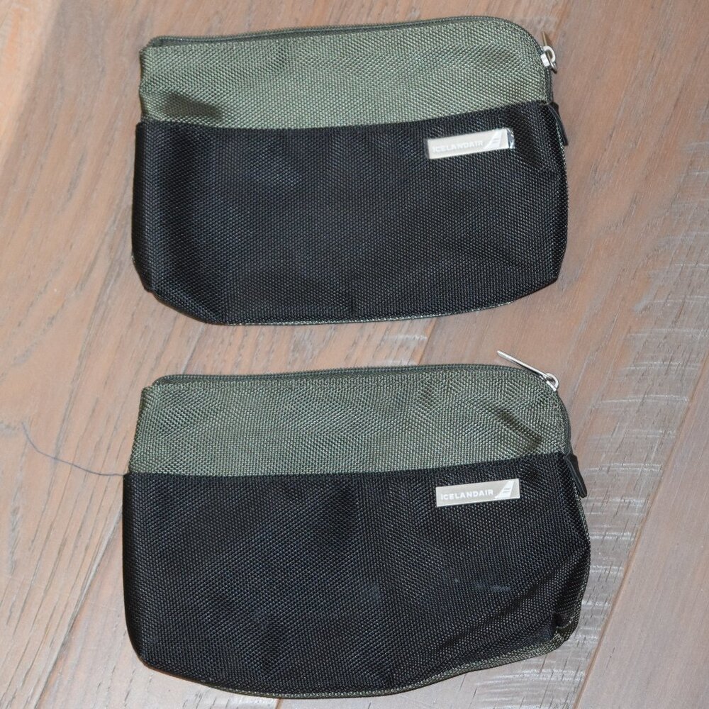 LOT Iceland Air Toiletry Travel Bags Pouch Pocket Airline Zip Close 8 x 5.5 T24